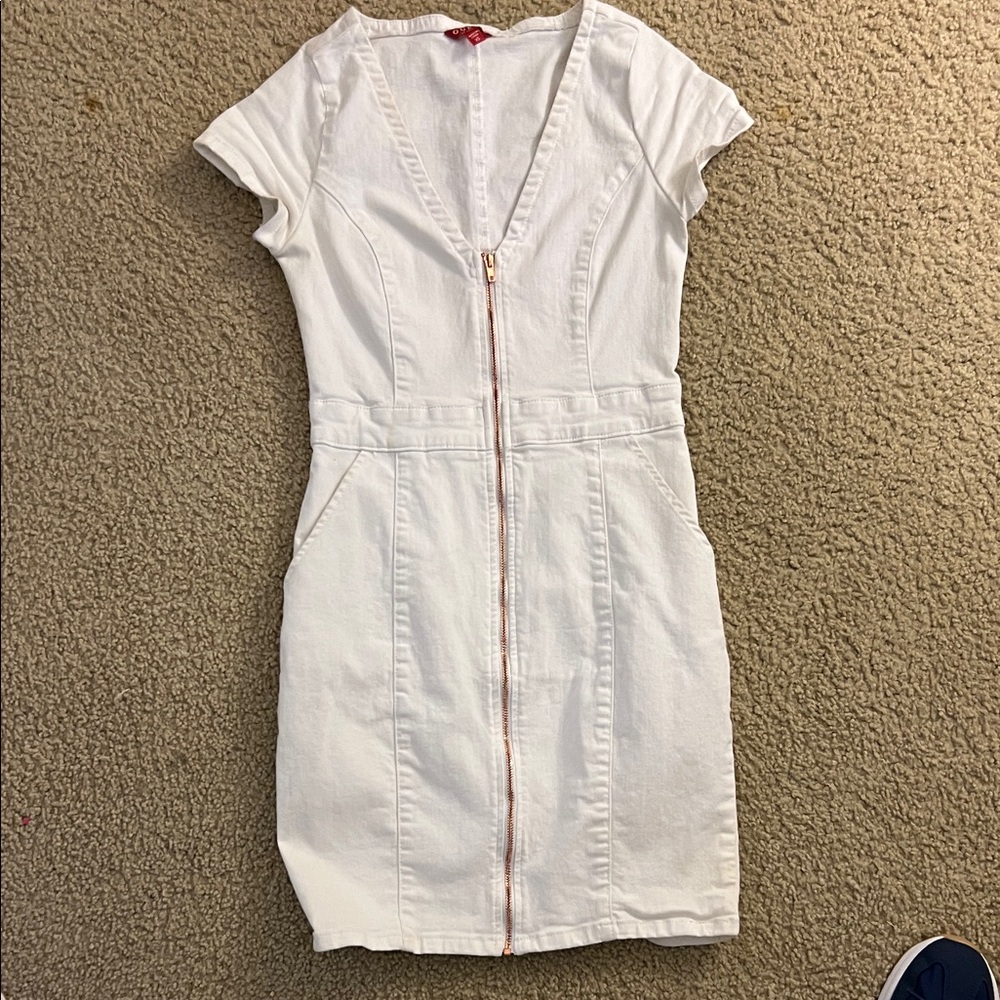 Guess White Mini Dress with Zipper